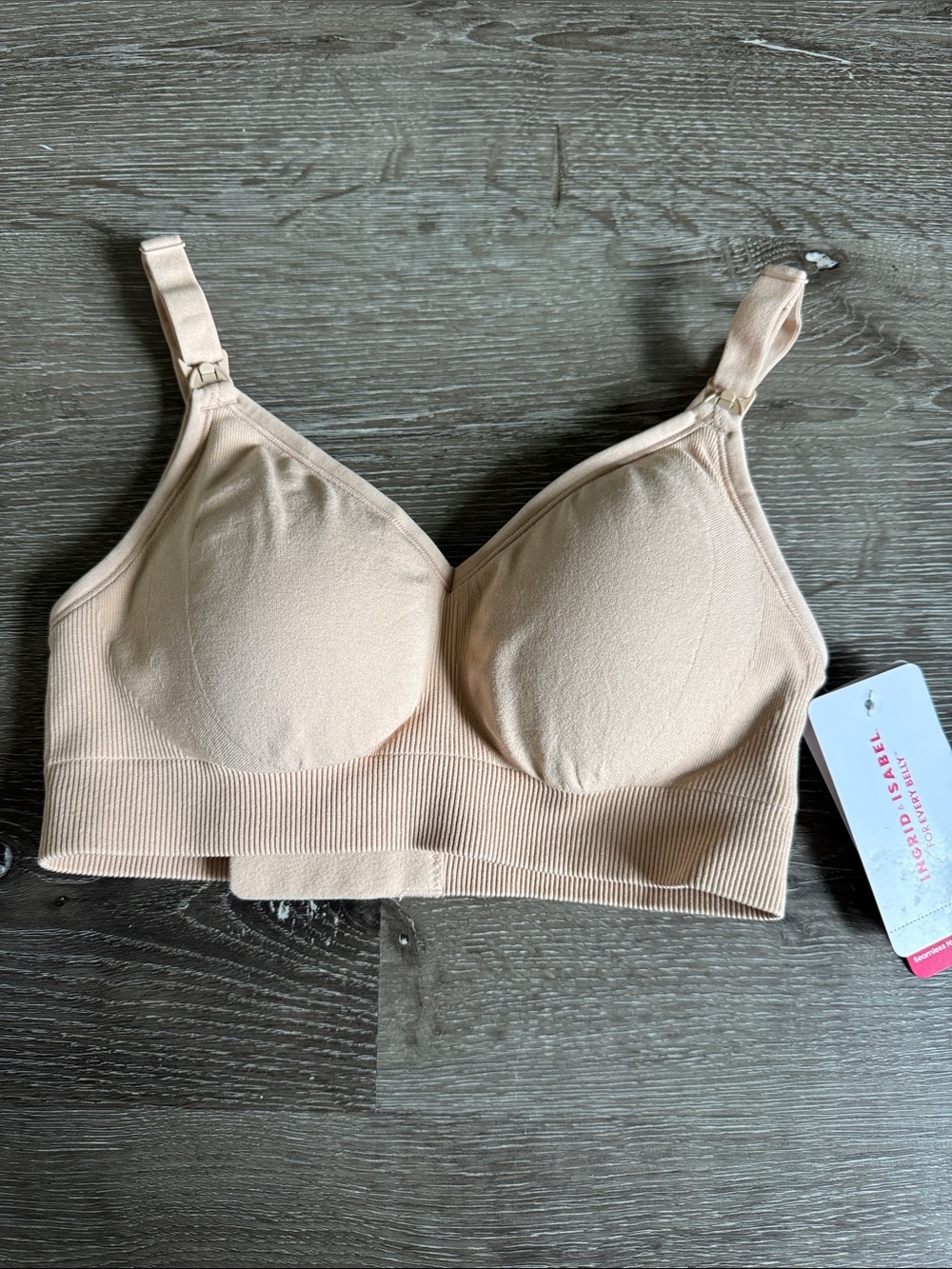 Ingrid & Isabel Light Beige Seamless Maternity/Nursing Bra